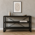 lage boekenkast van zwart mangohout 150 cm breed