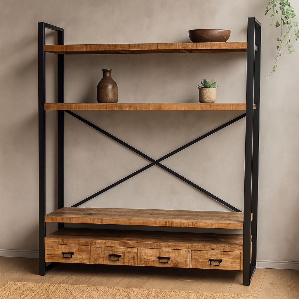 Mangohouten Boekenkast Britt 180 cm