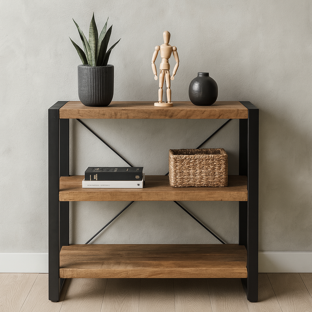 Mangohouten Boekenkast Laag 90 cm
