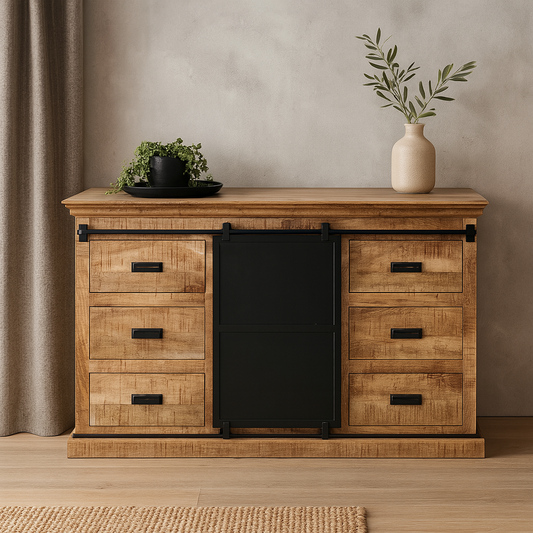 robuust dressoir van mangohout 160 cm breed