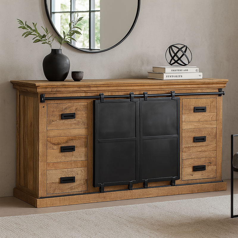 Dressoir van mangohout 220 cm breed