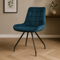 eetkamerstoel van blauw fluweel