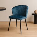 eetkamerstoel met ronde rugleuning van donkerblauw fluweel