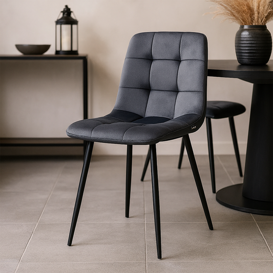 Eetkamerstoel Arendal Donkergrijs met zwart onderstel