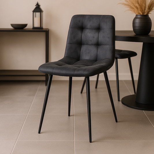 Eetkamerstoel Arendal Antraciet met zwart onderstel