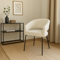 ronde eetkamerstoel wit boucle stof met open rug