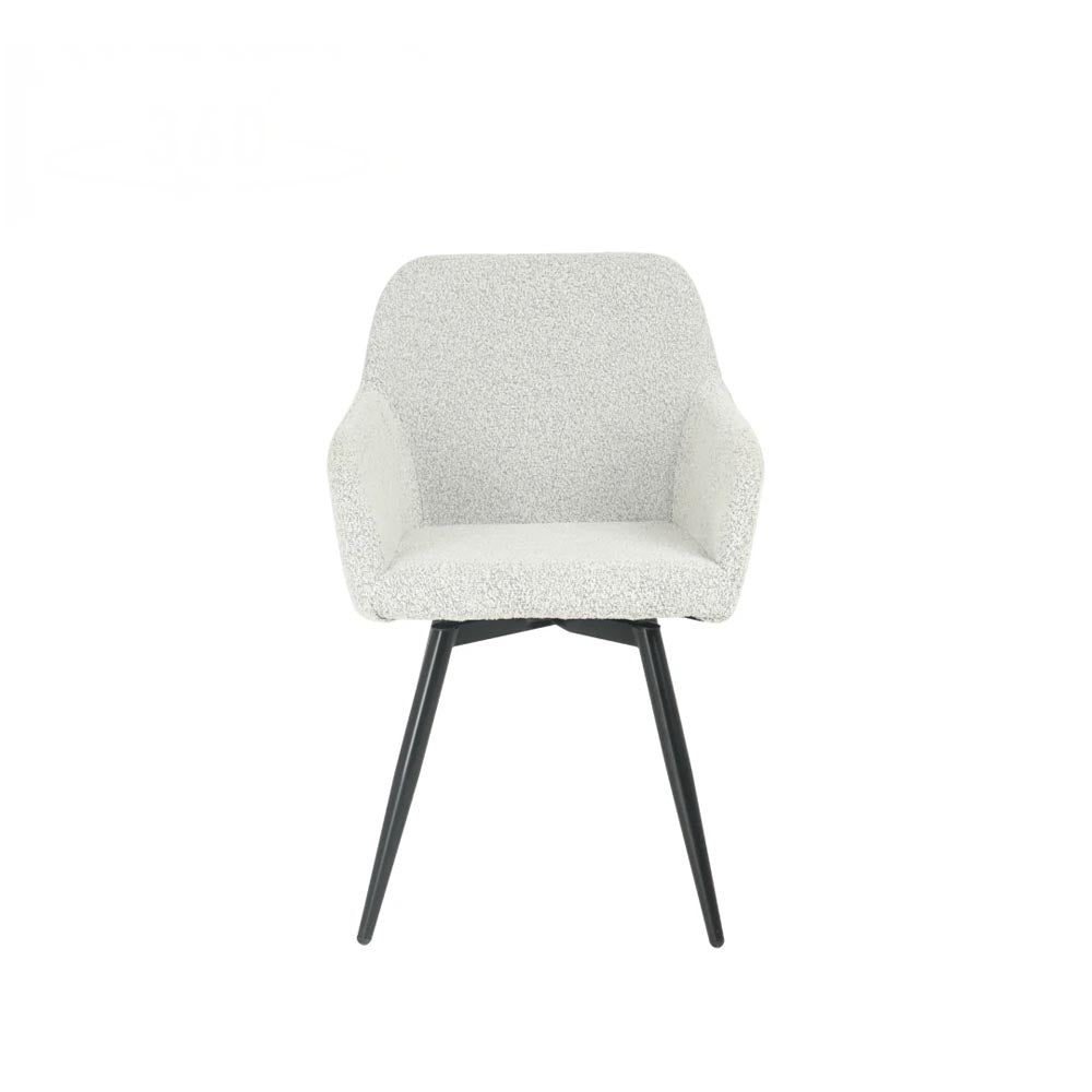 Eetkamerstoel Horsens Beige Bouclé met zwart onderstel