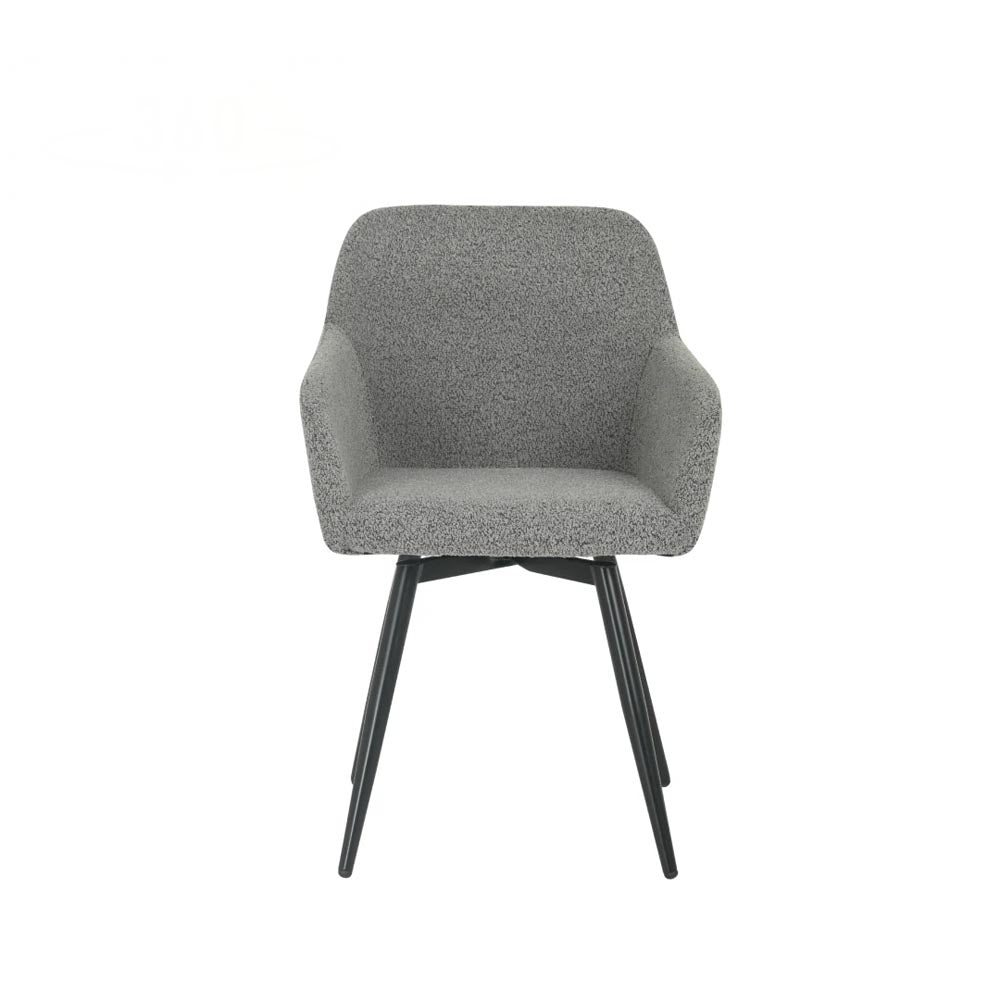 eetkamerstoel met armleuning donkergrijs boucle