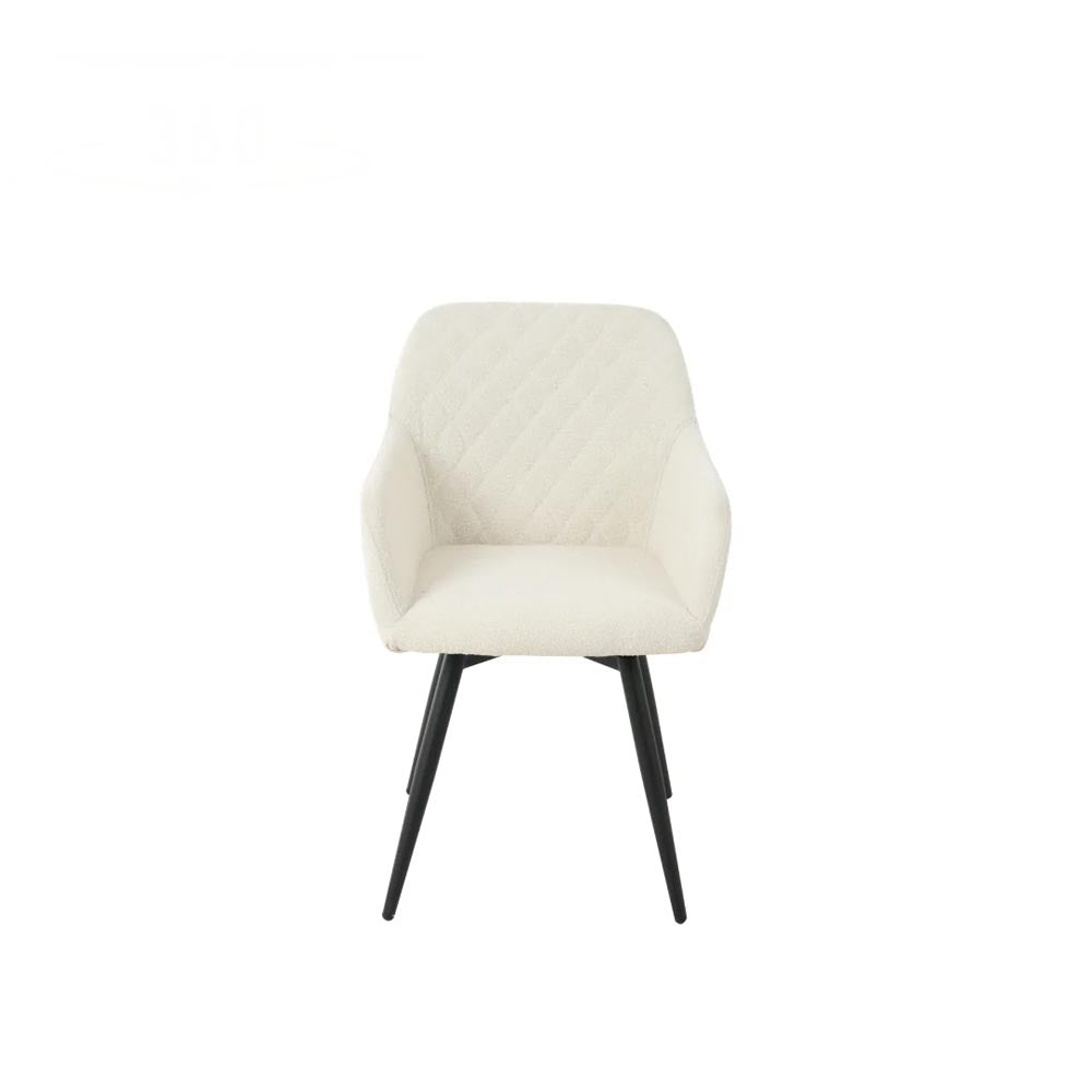 eetkamerstoel met armleuning wit boucle