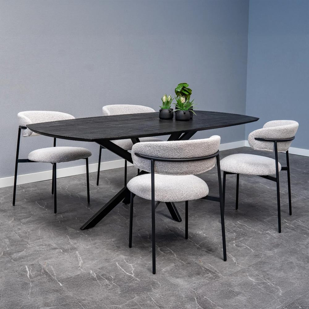 eetkamerstoel wit boucle met open rug