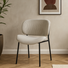 Eetkamerstoel Sigtuna Beige Rib met zwart onderstel
