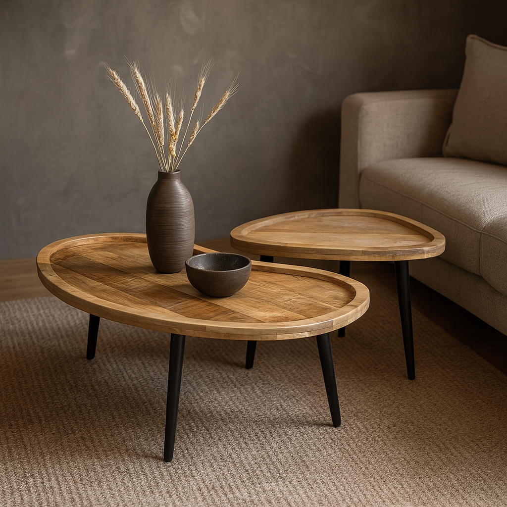 Mangohouten Salontafels Timo - Set van 2