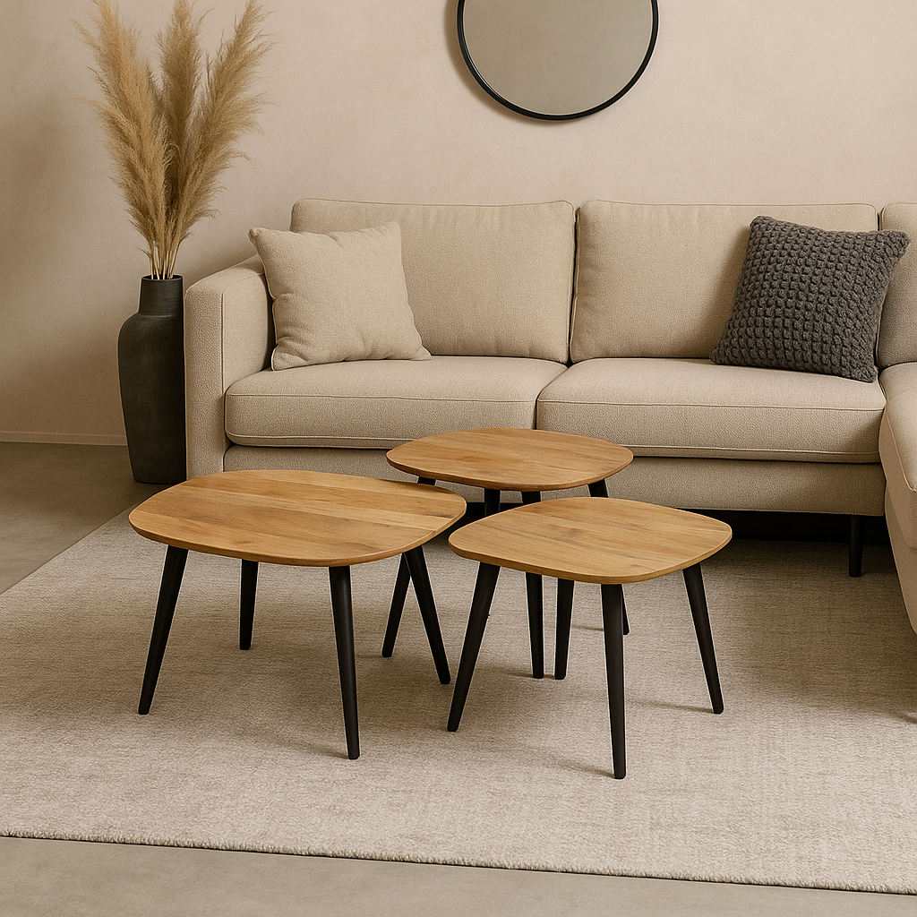 Set salontafels met zwart onderstel 