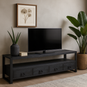 Mangohouten TV Meubel Britt 180 cm Zwart