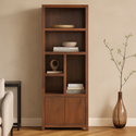 Mangohouten Wandkast Evan 80 cm (5 open vakken, 2 deuren) Walnoot