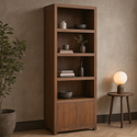 Mangohouten Wandkast Evan 80 cm Walnoot (4 open vakken, 2 deuren)