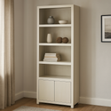 Mangohouten Wandkast Evan 80 cm Crème (4 open vakken, 2 deuren)