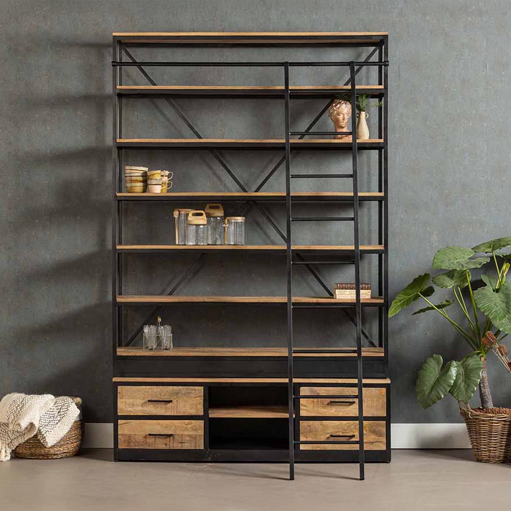 Mangohouten Boekenkast Marvin 160x225 cm