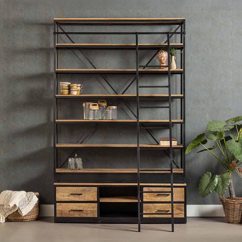Mangohouten Boekenkast Marvin 160x245 cm