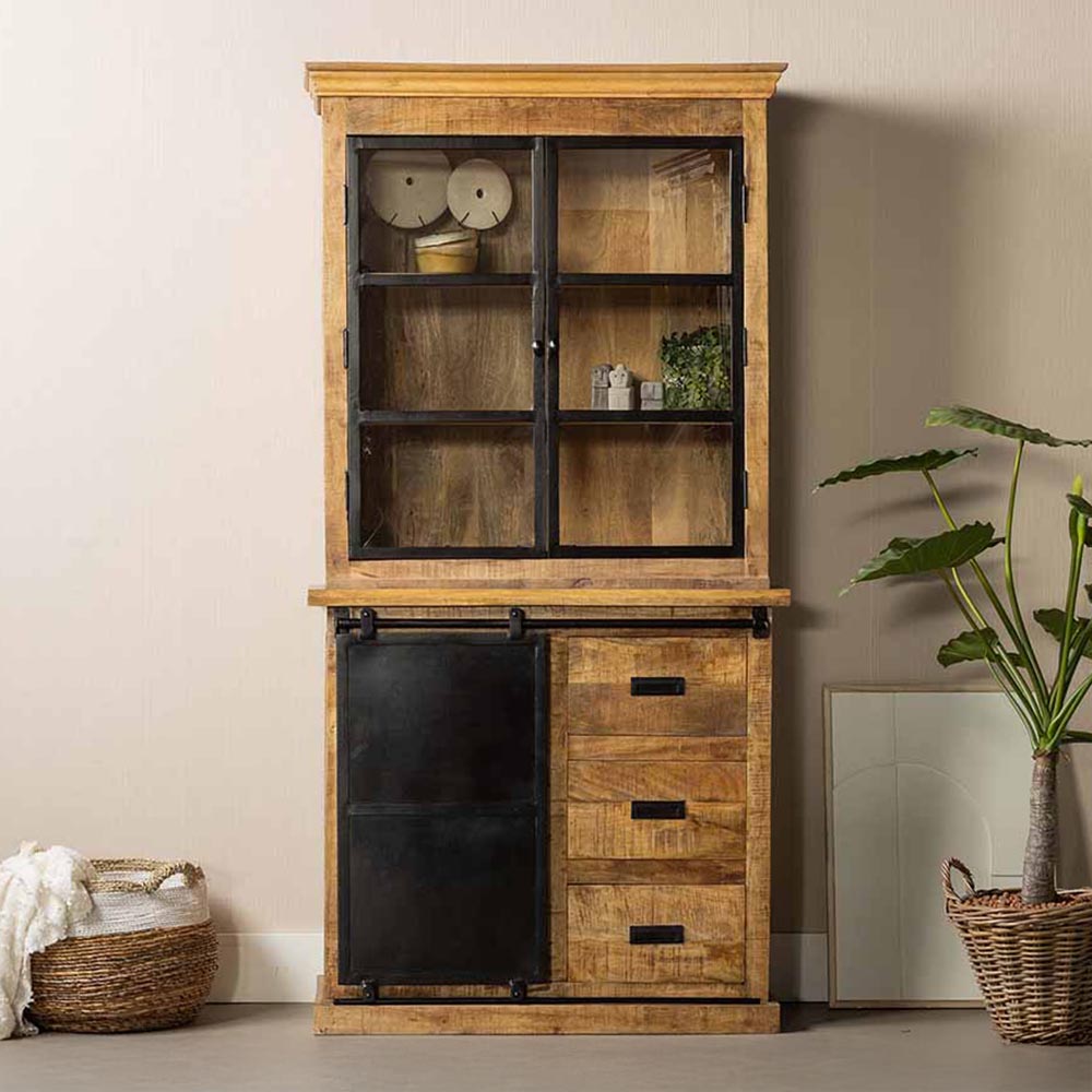 Mangohouten Buffetkast Milan 100 cm met Deurtjes Recht