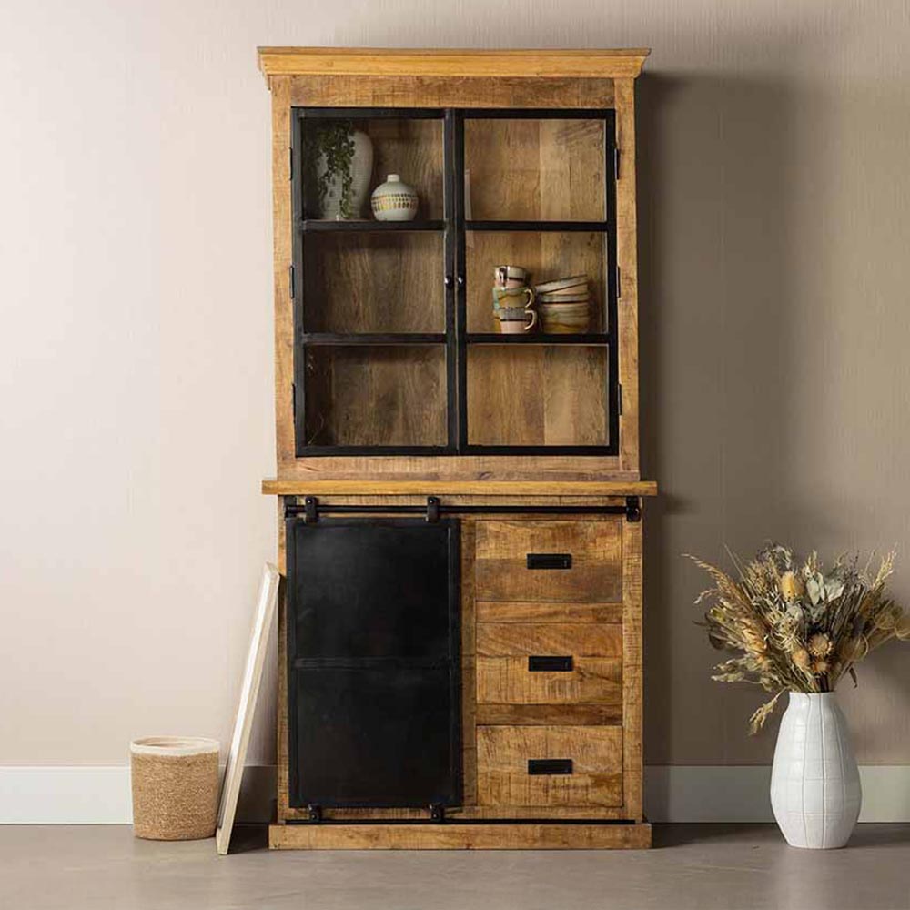 Mangohouten Buffetkast Milan 100 cm met Deurtjes Recht