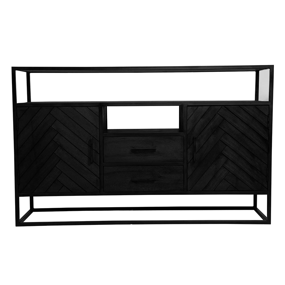 Mangohouten Dressoir Kjeld 145 cm Hoog Zwart