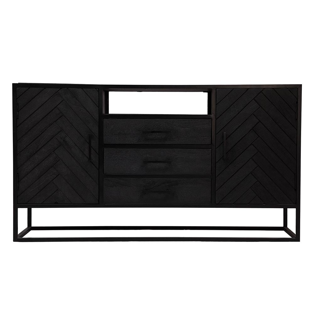 Mangohouten Dressoir Kjeld 145 cm Zwart