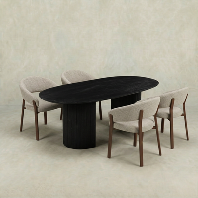 Mangohouten Eettafel Maeve 210x100 cm zwart