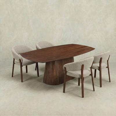 Mangohouten Eettafel Mick Deens ovaal bruin 180×90 cm