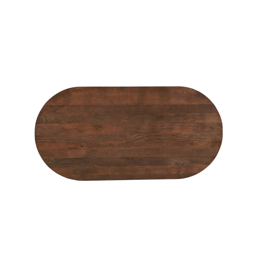Capsule eettafel mangohout bruin