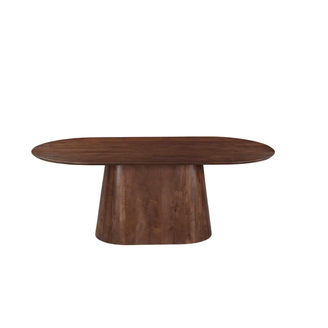 Capsule eettafel mangohout bruin