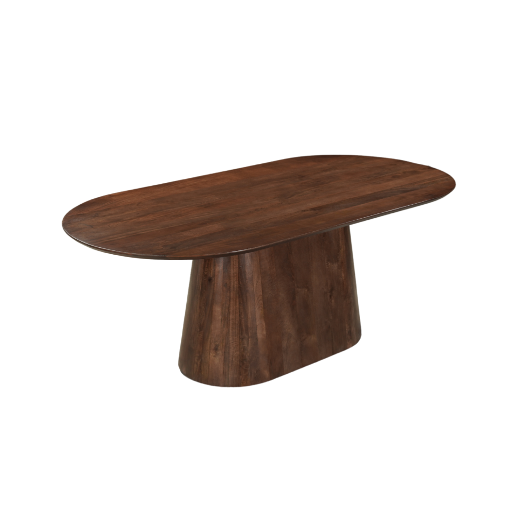 Capsule eettafel mangohout bruin