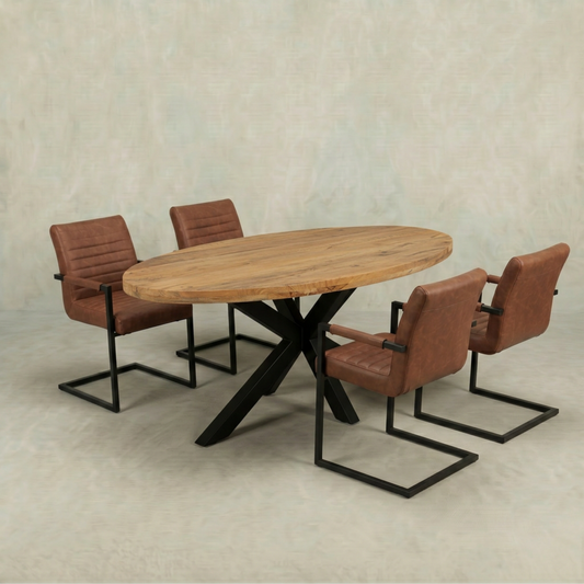 Mangohouten Eettafel Ovaal Oscar 220x110 cm (6cm)