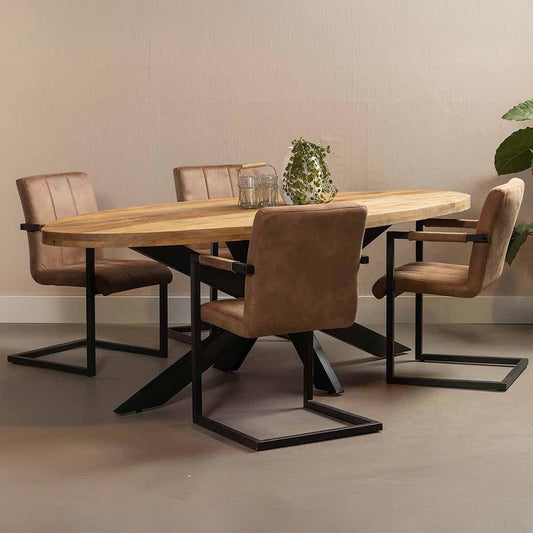 ovale eettafel van mangohout 180x100