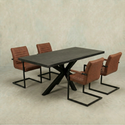 Mangohouten Eettafel Rechthoek Donald 220x100 cm Zwart (6cm)
