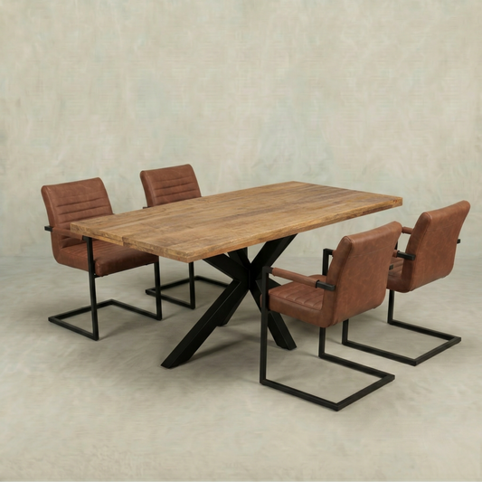 Mangohouten Eettafel Rechthoek Donald 200x100 cm (6cm)