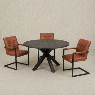 Mangohouten Eettafel Rond Tara 120 cm Zwart (5cm)