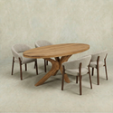 Mangohouten Eettafel Sun Ovaal 240x110 cm Houten onderstel