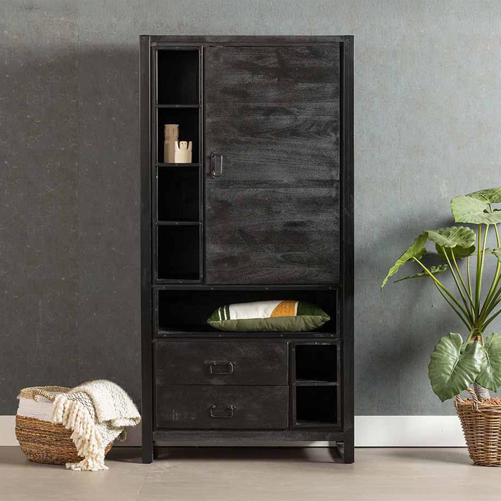 Mangohouten Kast 100 cm Zwart