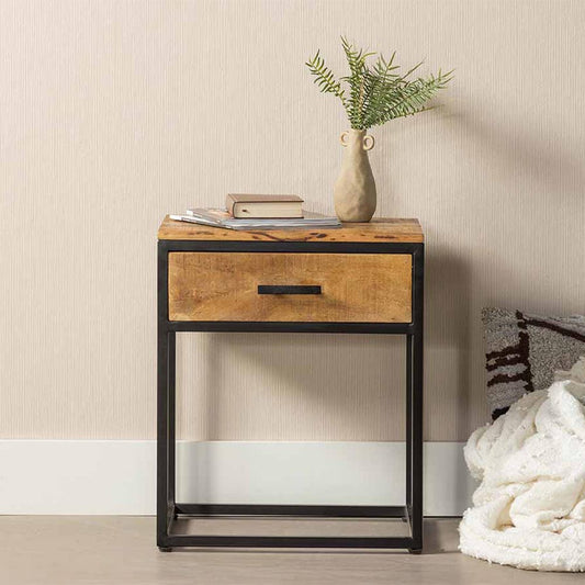 Mangohouten Nachtkastje Owen 50x60 cm