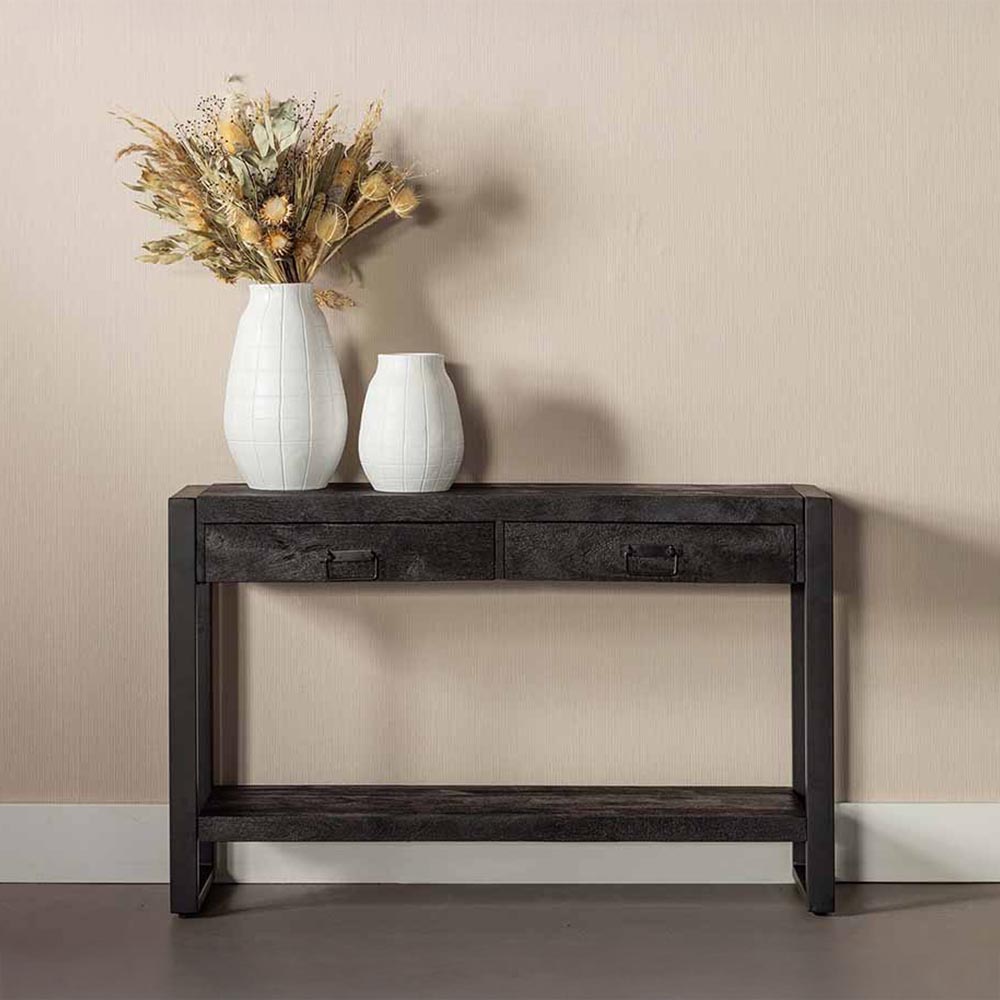 Mangohouten Sidetable 120 cm Zwart