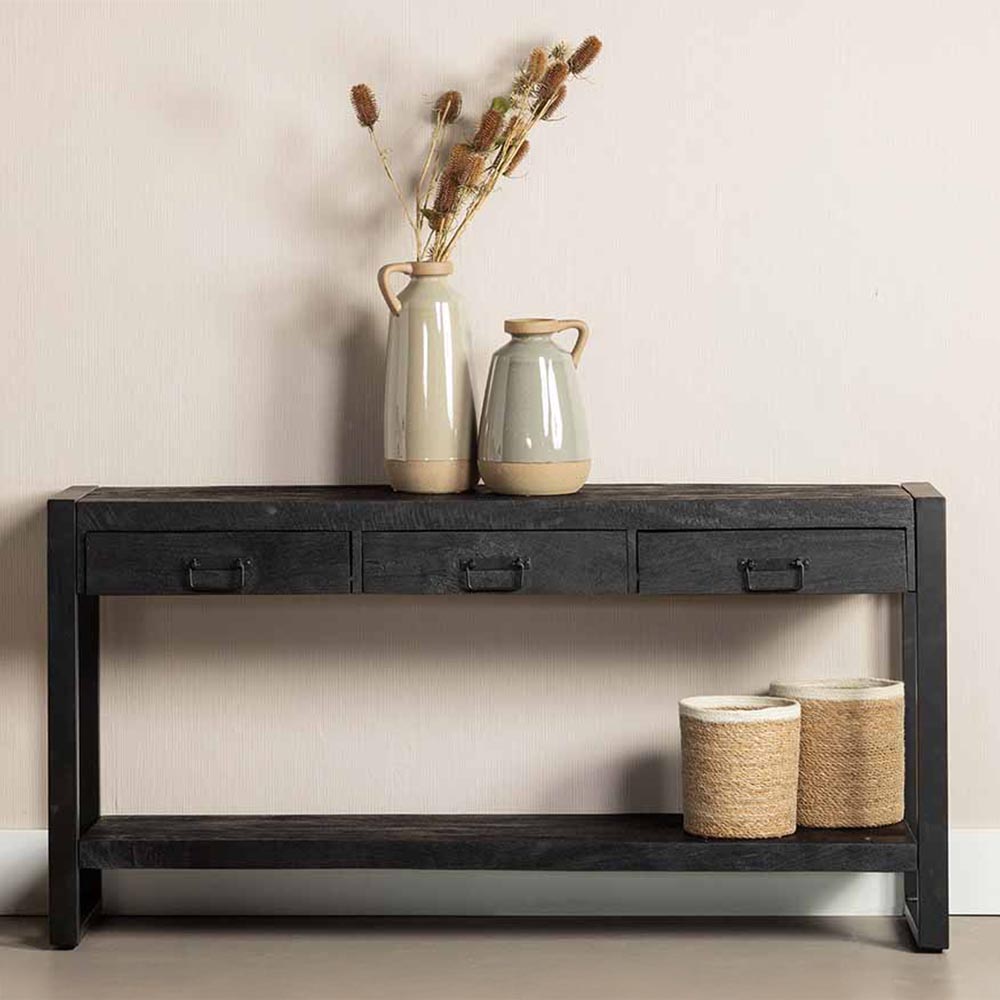 Mangohouten Sidetable 150 cm Zwart