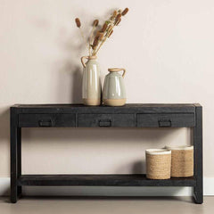 Mangohouten Sidetable 150 cm Zwart