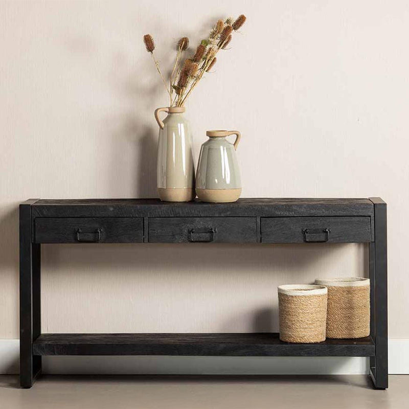 Mangohouten Sidetable 150 cm Zwart