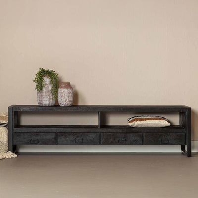 Mangohouten TV Meubel Britt 220 cm Zwart