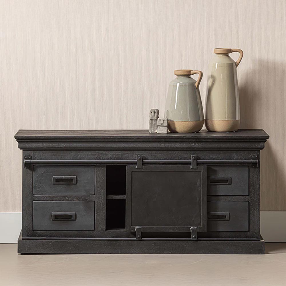 Mangohouten TV Meubel Milan 120 cm Zwart