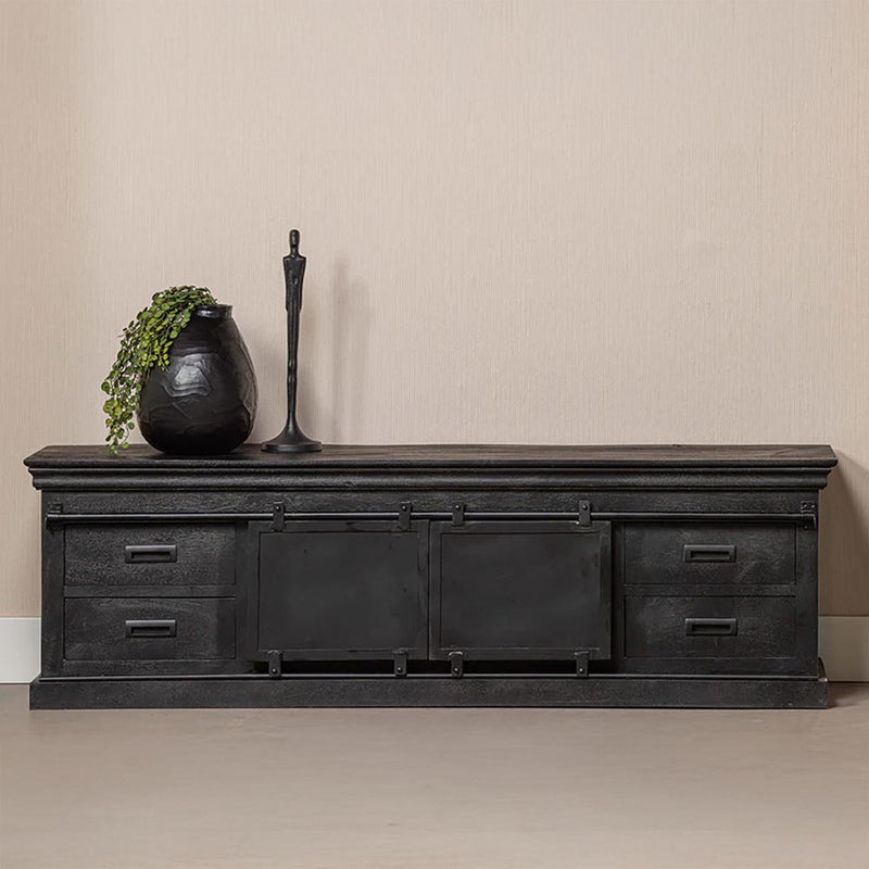 Mangohouten TV Meubel 140 cm Zwart