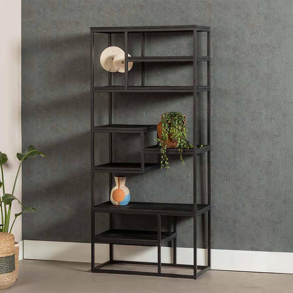 Mangohouten Vakkenkast Bowi 80 cm Zwart