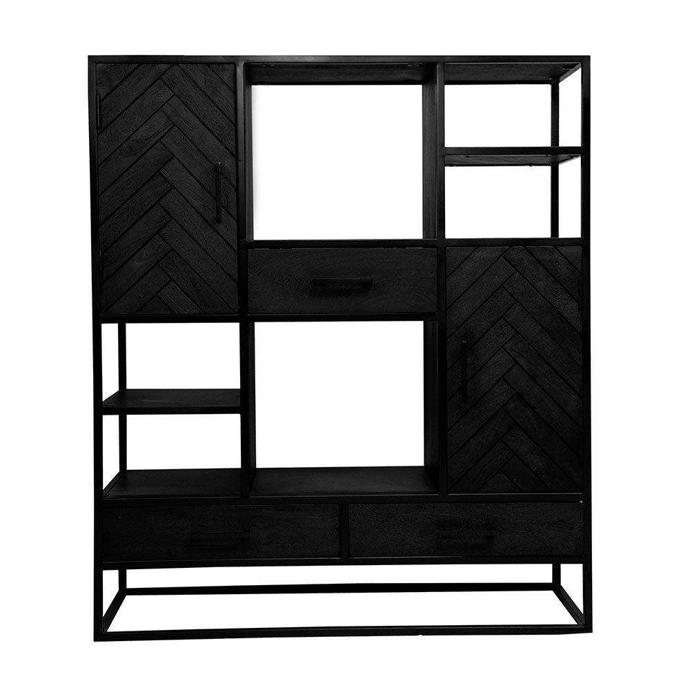 Mangohouten Vakkenkast Kjeld 120 cm Zwart