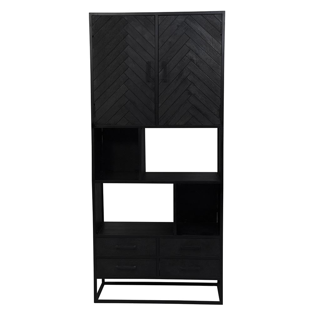 Mangohouten Vakkenkast Kjeld 90 cm Zwart